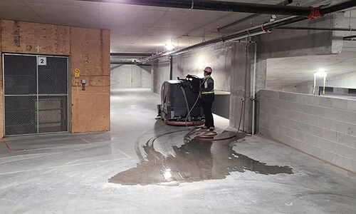 Accu-sweep parkade cleaning